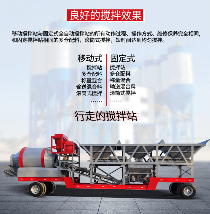 hzs60移动混凝土搅拌站 混凝土搅拌机 免基础搅拌站
